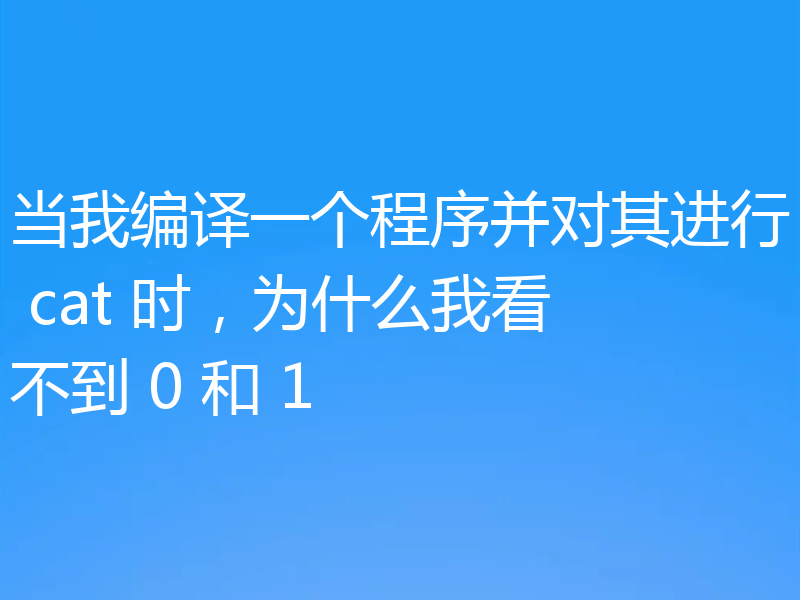 当我编译一个程序并对其进行 cat 时,为什么我看不到 0 和 1