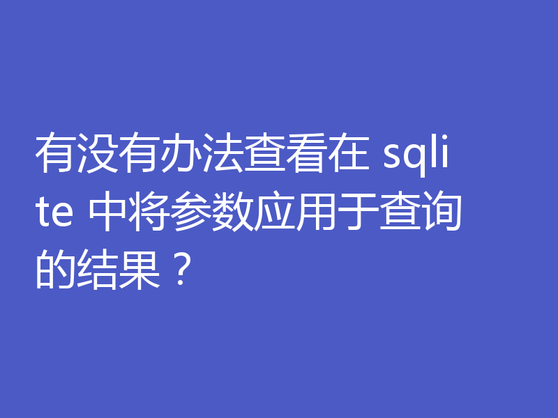 有没有办法查看在 sqlite 中将参数应用于查询的结果?