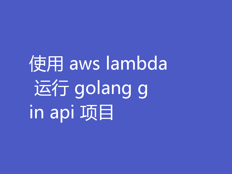 使用 aws lambda 运行 golang gin api 项目