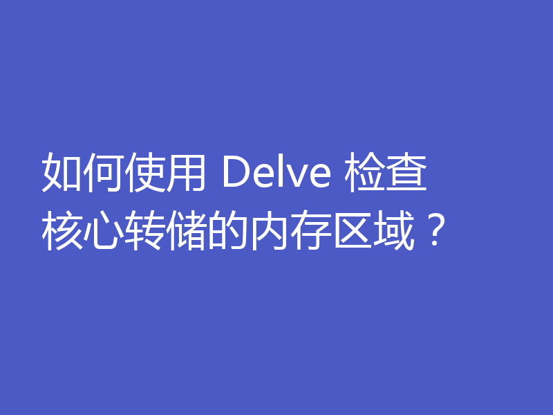 如何使用 Delve 检查核心转储的内存区域?