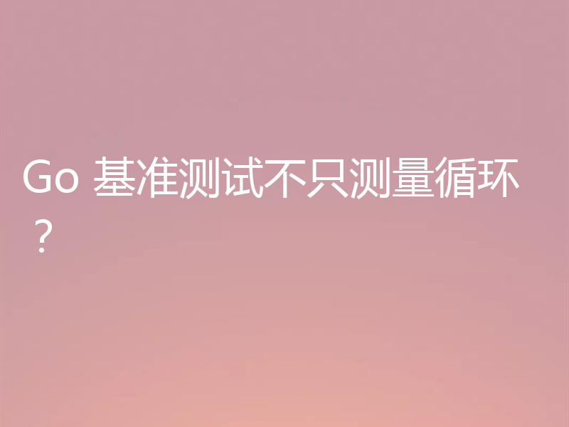 Go 基准测试不只测量循环？