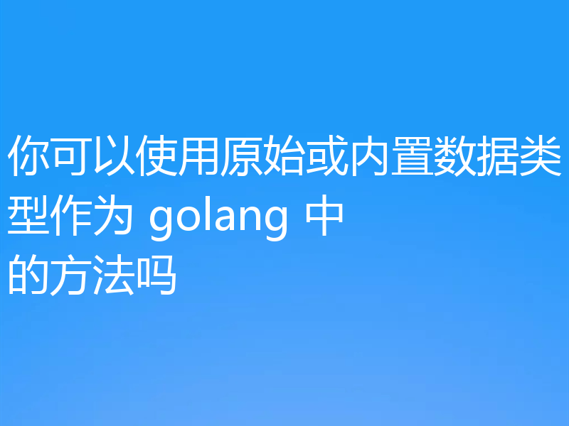 你可以使用原始或内置数据类型作为 golang 中的方法吗