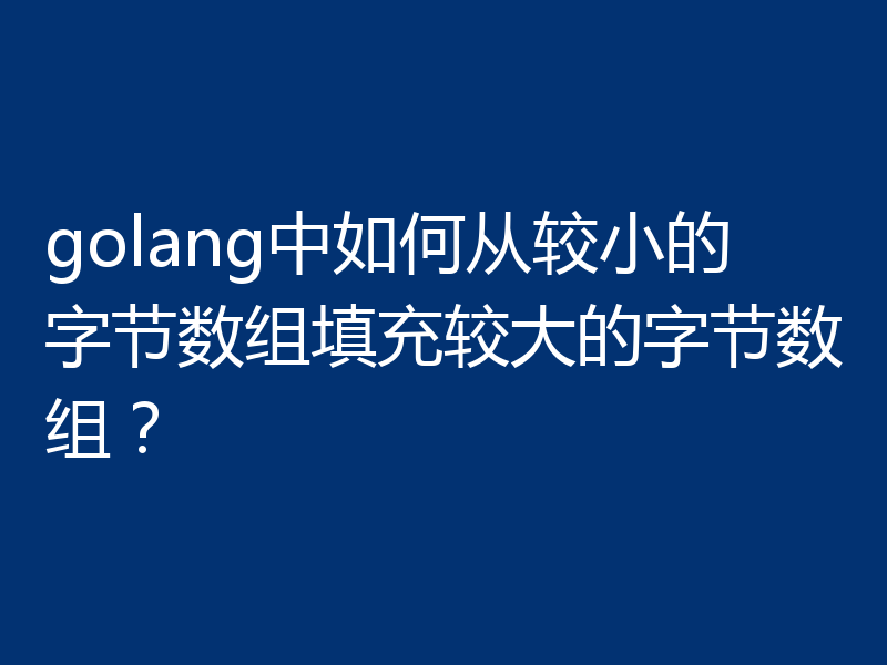 golang中如何从较小的字节数组填充较大的字节数组?