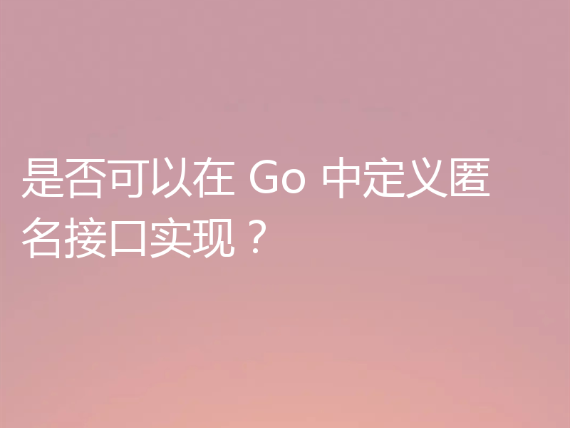 是否可以在 Go 中定义匿名接口实现?