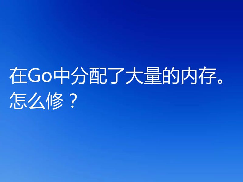 在Go中分配了大量的内存。怎么修?