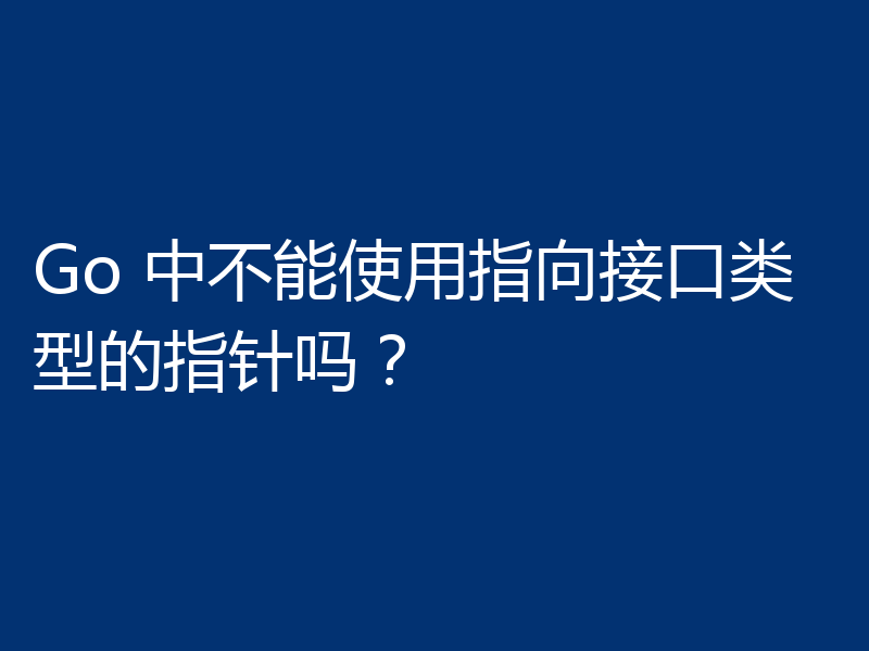 Go 中不能使用指向接口类型的指针吗?
