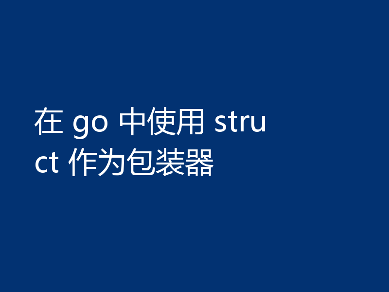 在 go 中使用 struct 作为包装器