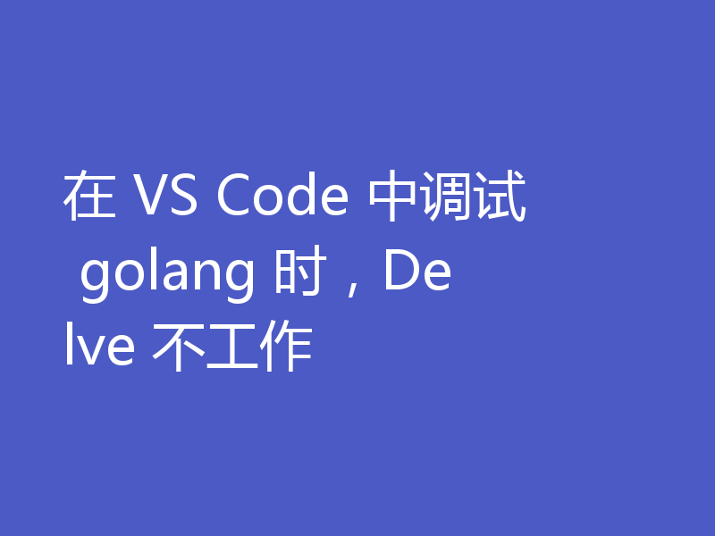 在 VS Code 中调试 golang 时,Delve 不工作