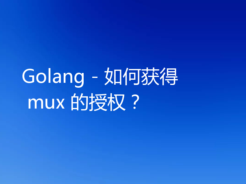Golang - 如何获得 mux 的授权?