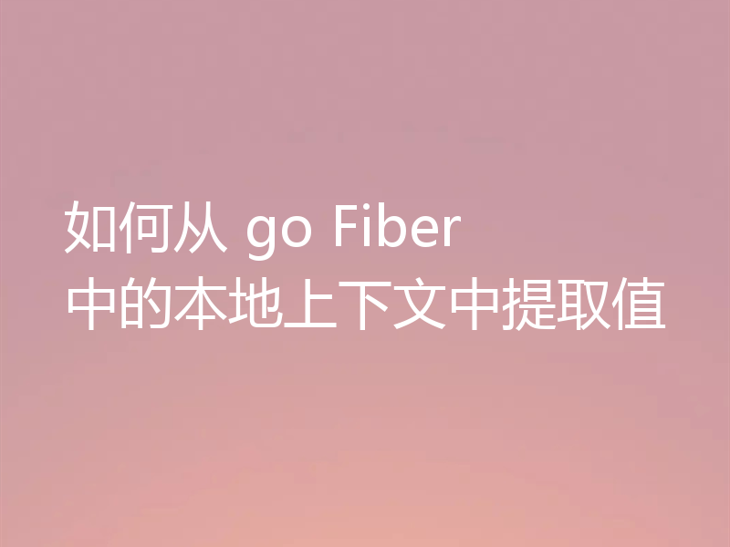 如何从 go Fiber 中的本地上下文中提取值