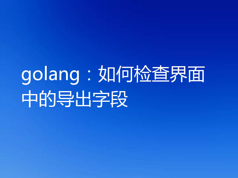 golang:如何检查界面中的导出字段