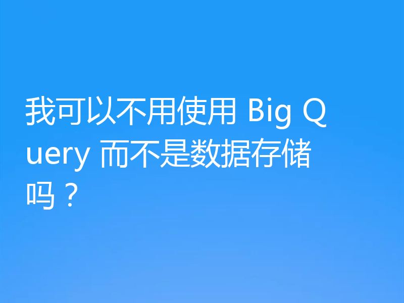 我可以不用使用 Big Query 而不是数据存储吗?
