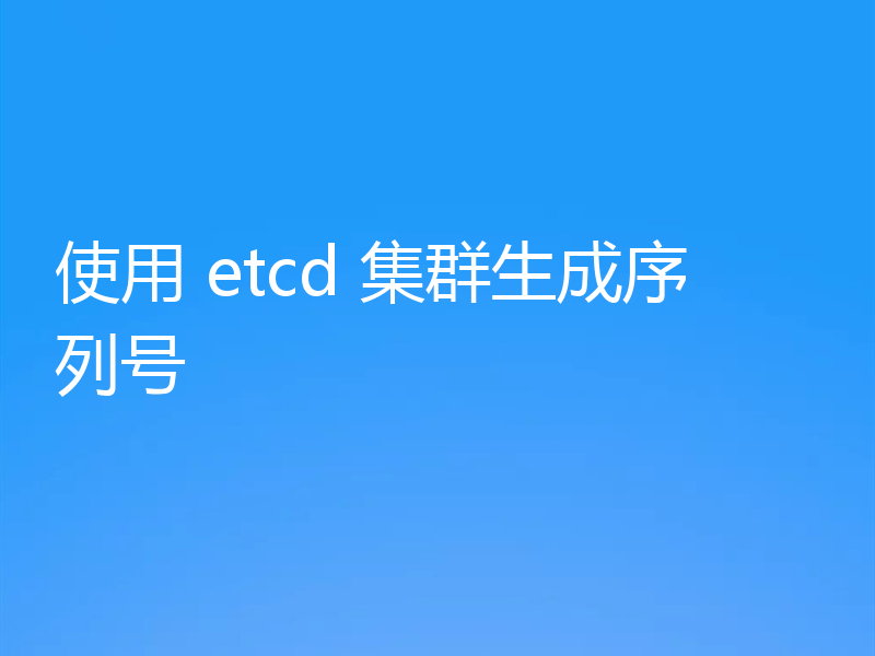 使用 etcd 集群生成序列号