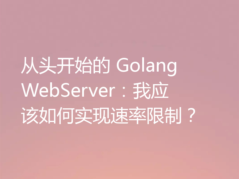 从头开始的 Golang WebServer:我应该如何实现速率限制?