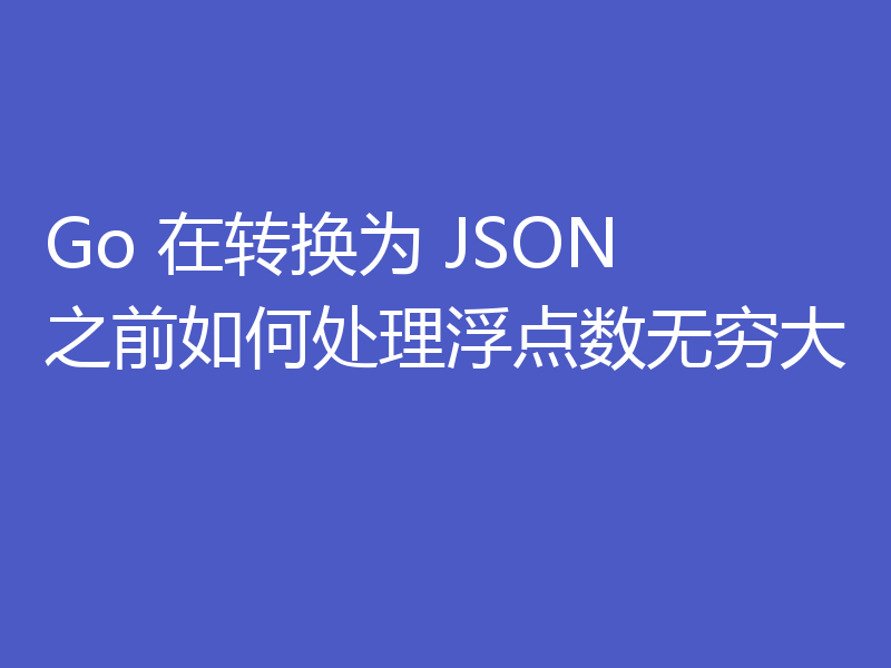 Go 在转换为 JSON 之前如何处理浮点数无穷大
