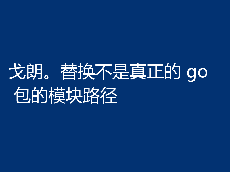 戈朗。替换不是真正的 go 包的模块路径