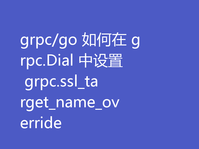 grpc/go 如何在 grpc.Dial 中设置 grpc.ssl_target_name_override