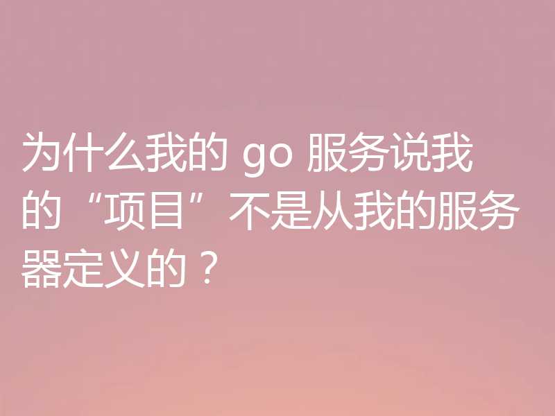 为什么我的 go 服务说我的“项目”不是从我的服务器定义的?