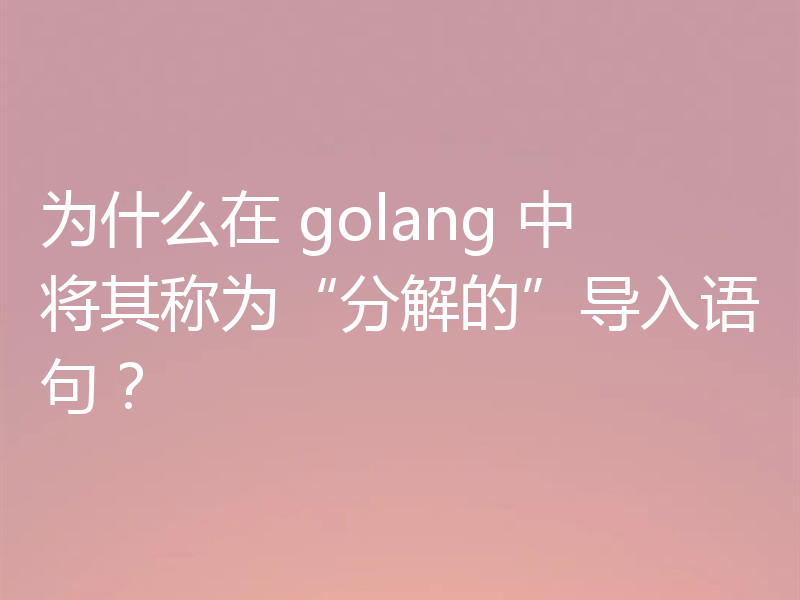 为什么在 golang 中将其称为“分解的”导入语句?