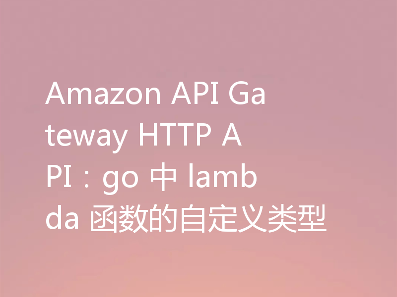 Amazon API Gateway HTTP API：go 中 lambda 函数的自定义类型
