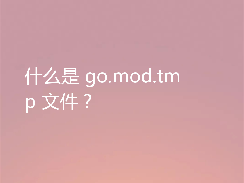 什么是 go.mod.tmp 文件？