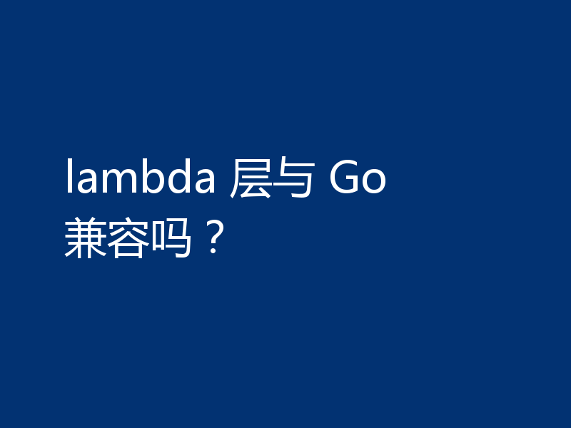 lambda 层与 Go 兼容吗？