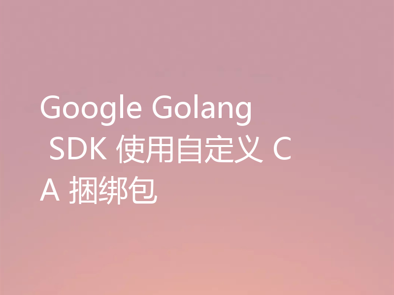 Google Golang SDK 使用自定义 CA 捆绑包