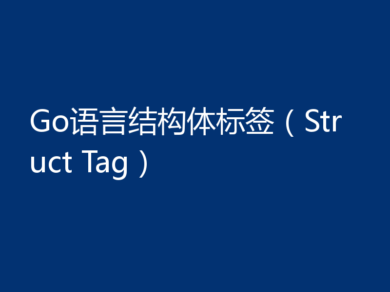 Go语言结构体标签(Struct Tag)