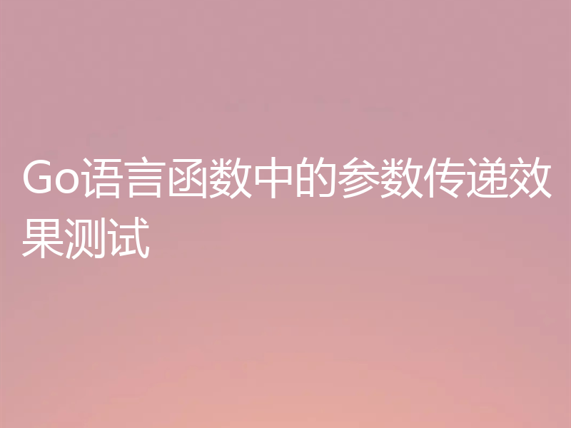 Go语言函数中的参数传递效果测试