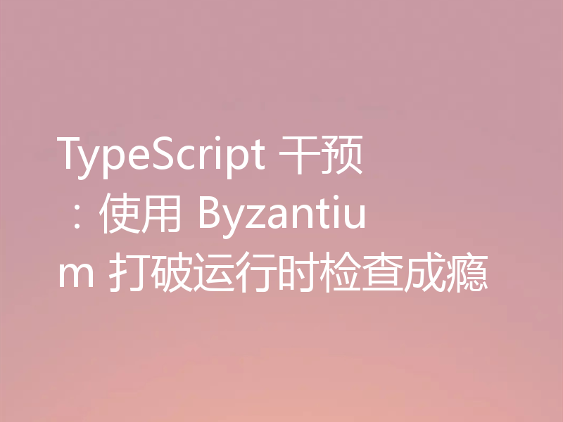 TypeScript 干预:使用 Byzantium 打破运行时检查成瘾