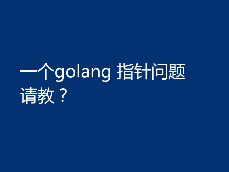 一个golang 指针问题请教?