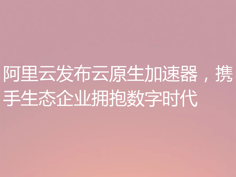 阿里云发布云原生加速器,携手生态企业拥抱数字时代