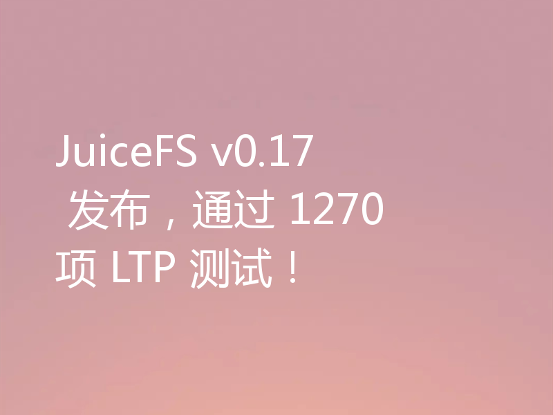 JuiceFS v0.17 发布,通过 1270 项 LTP 测试!