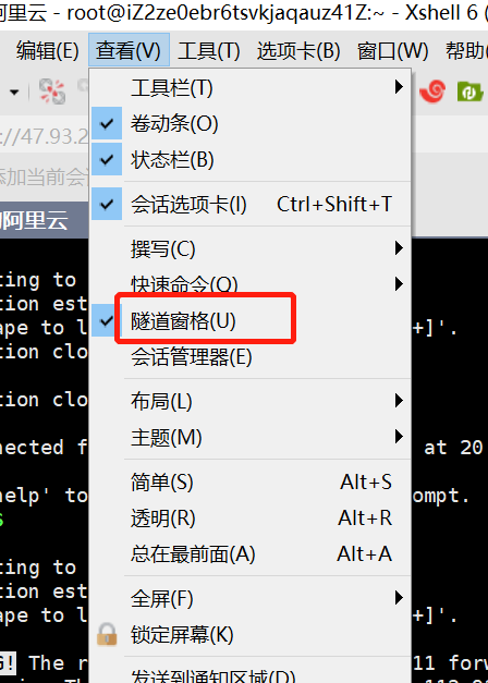 打开隧道窗格 打开隧道窗格