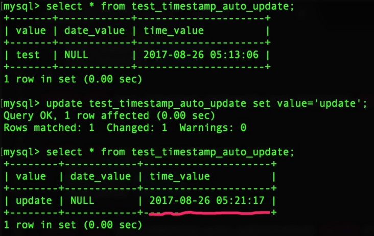 timestamp类型列会自动更新成当前时间 timestamp类型列会自动更新成当前时间
