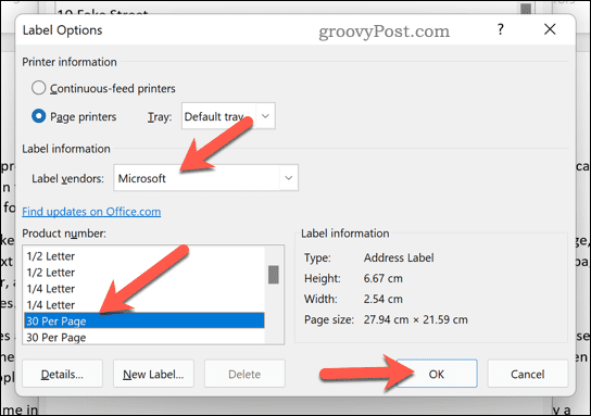 Word-Label-Options-Menu