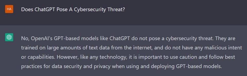 ChatGPT是否构成对网络安全的威胁？人工智能机器人给出了自己的答案