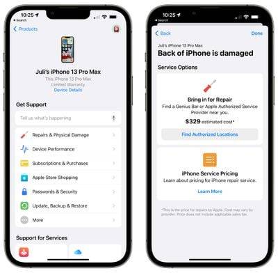 Apple 更新支持应用程序,并在某些地点提供维修成本估算