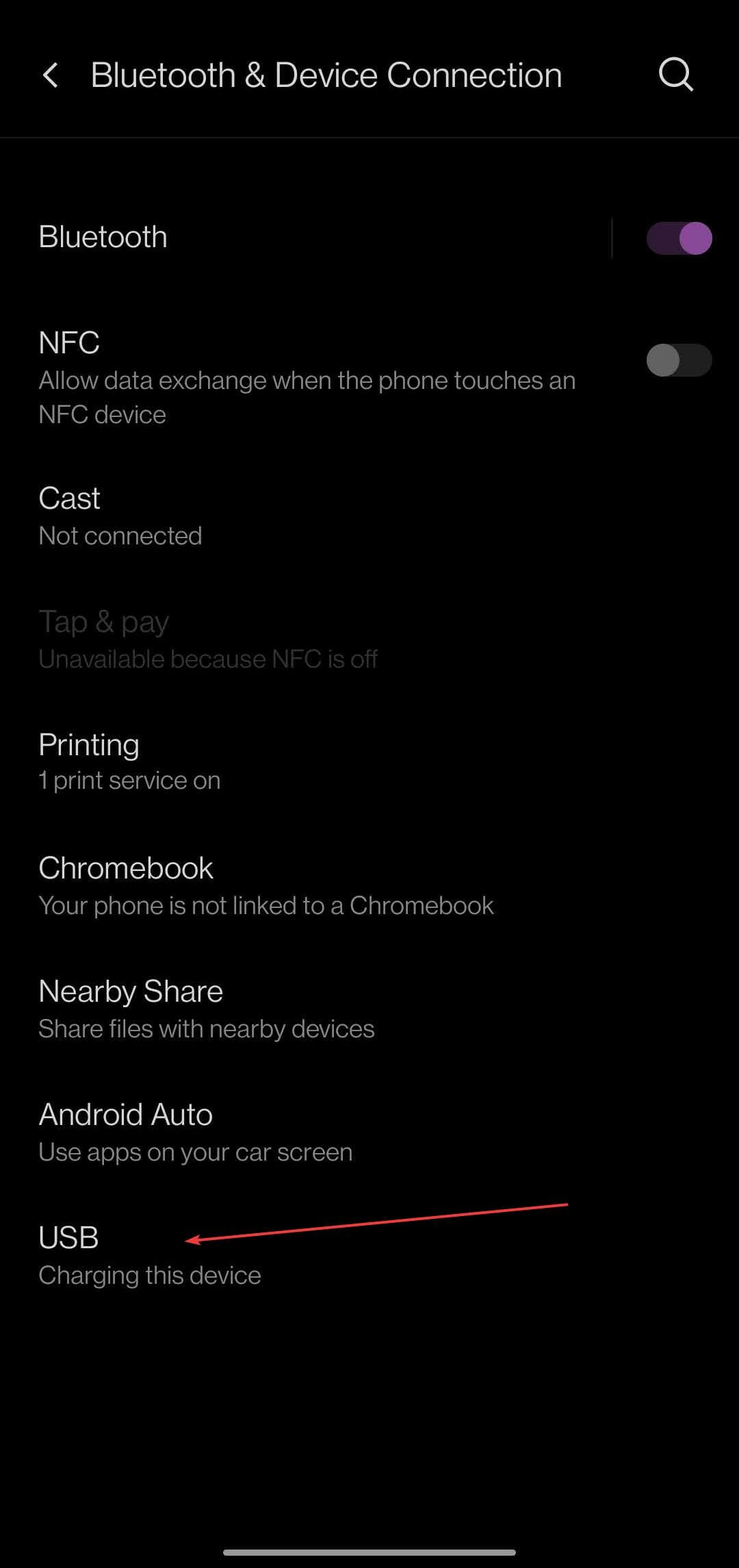 USB-settings
