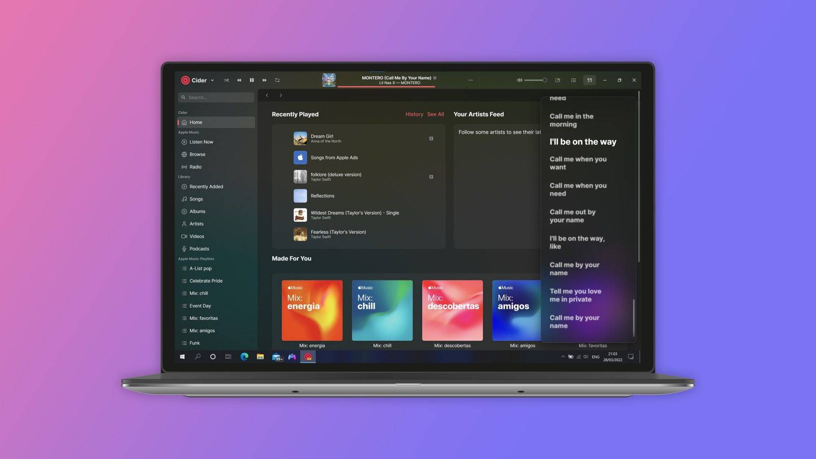 Cider 是替代 Apple Music 桌面客户端,但 iTunes 中缺少功能