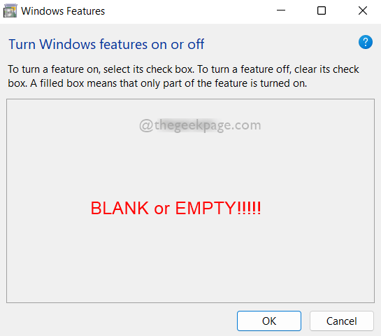 修复：在 Windows 11 和 10 中打开或关闭 Windows 功能空白或空白问题