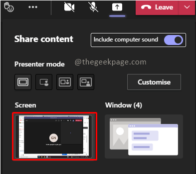 如何在 Microsoft Teams 上共享屏幕时包含系统声音