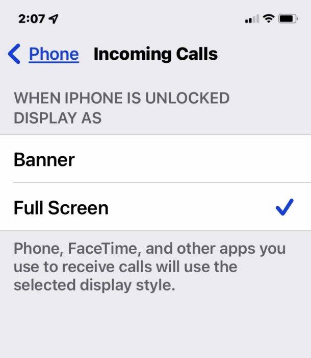 如何让 iPhone 来电再次显示为全屏