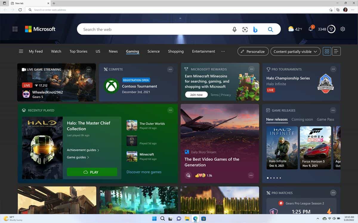 Microsoft Edge 获得新的游戏主页和 Xbox 云游戏的增强功能