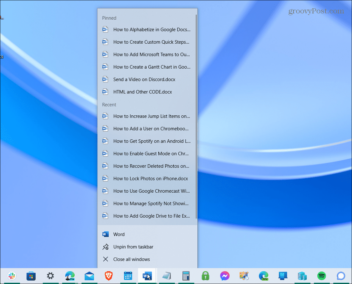如何在 Windows 10 和 11 上增加跳转列表项
