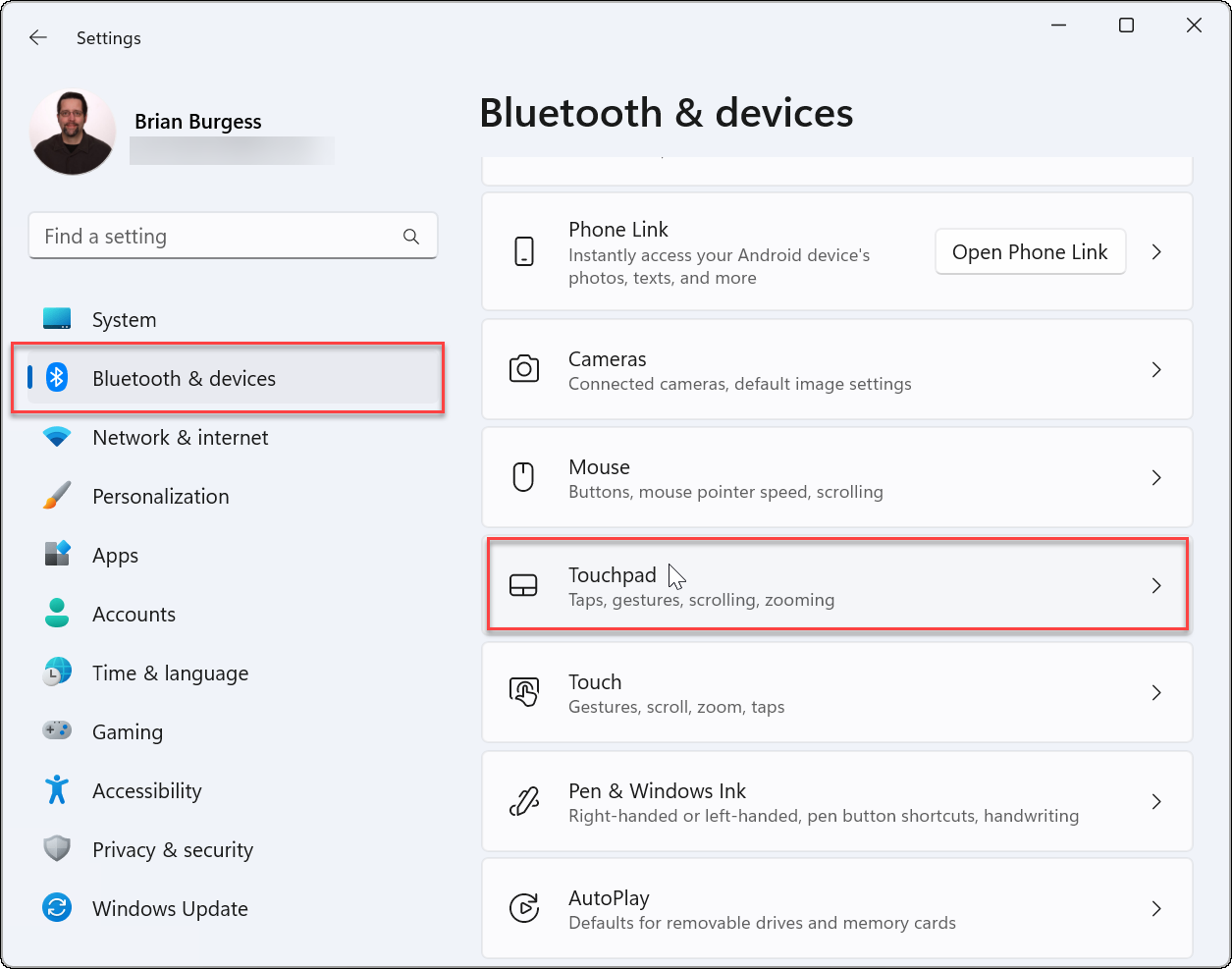 1-settings-customize-touchpad-gestures-on-Windows-11