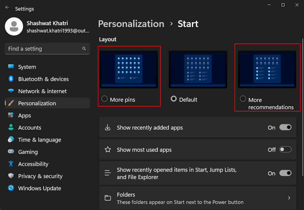 如何更改 Windows 11 中的开始菜单布局
