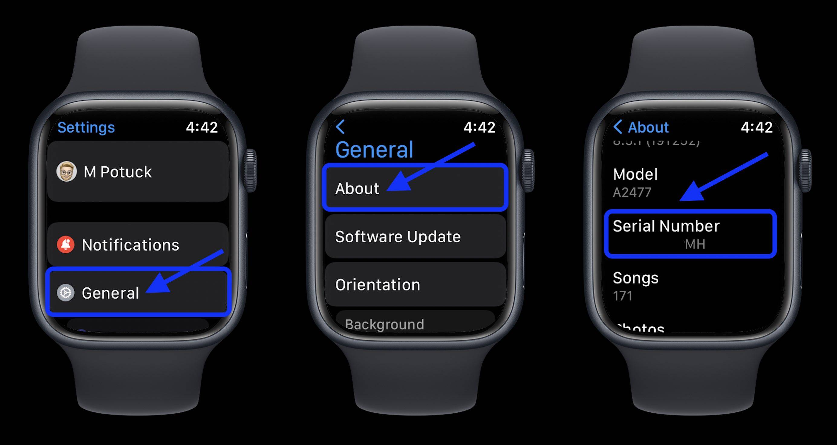 如何在 Apple Watch 上查找序列号