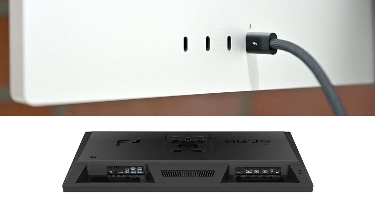 比较:Apple Studio Display 与 Porsche Design AOC Agon Pro 显示器