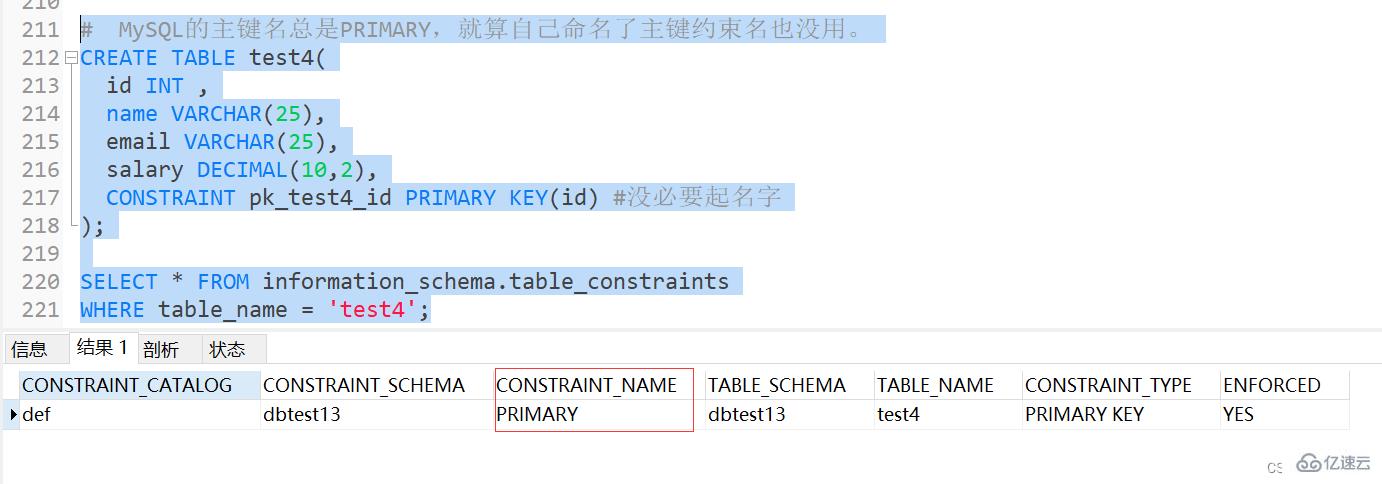 MySQL约束概述及实例分析